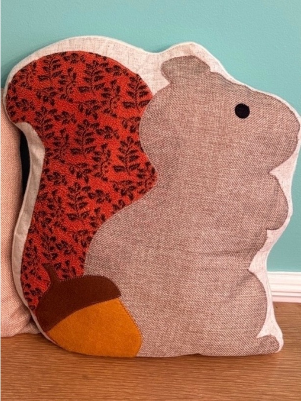 Squirrel Shaped Fall Accent Throw Pillow